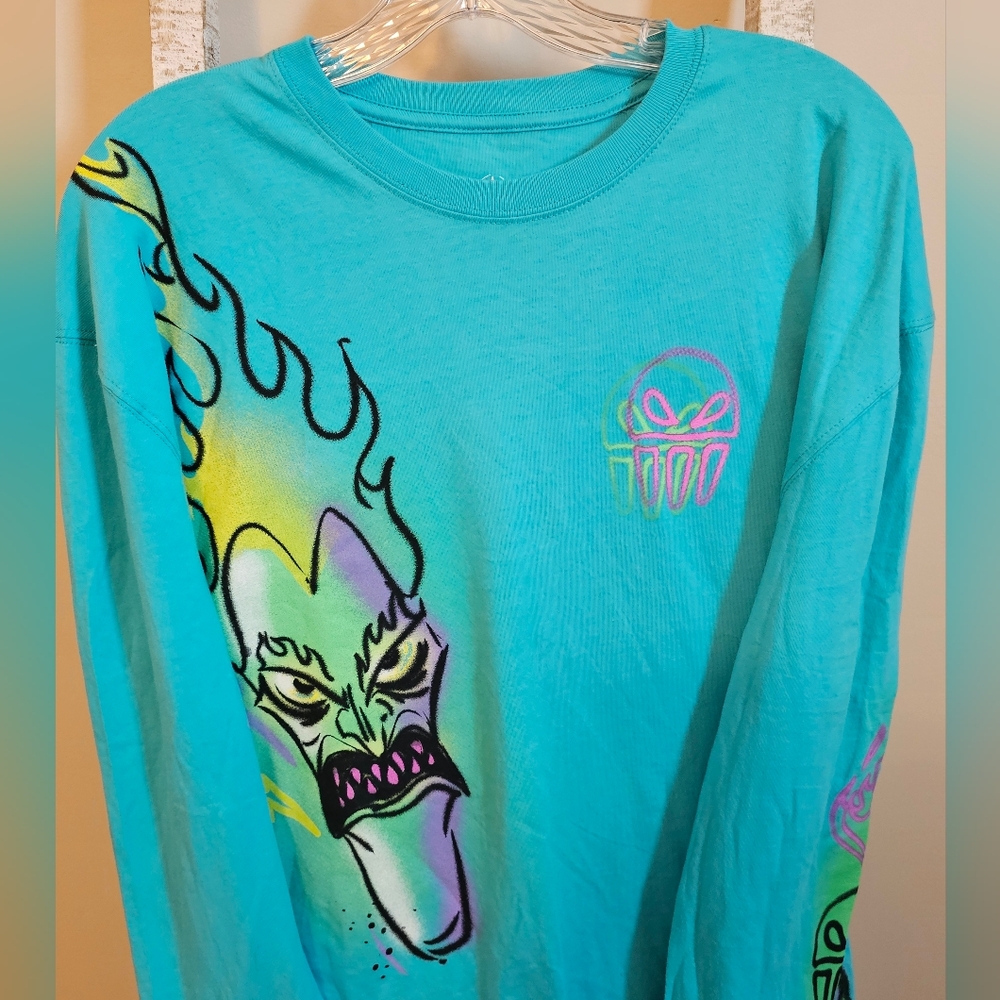 NWT DISNEY PARKS Villains Hades How Ya Doin? Long Sleeve Unisex Pullover Jersey - Picture 2 of 7